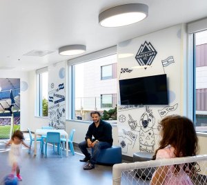 High-Output PoE Compatible Surface Mount LED Ceiling Light for Airports, Hotels, Lobbies, and Conference Rooms