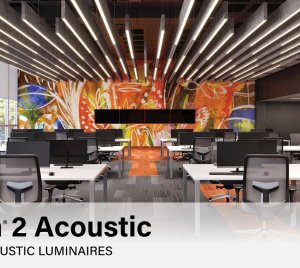 Linear LED Acoustic Baffle with Integrated Lighting and PET Felt Noise Reduction for Open Office Spaces