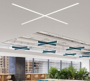 Architectural X Shaped Recessed LED Fixture with Narrow Aperture, PoE Compatibility, Emergency Battery Backup