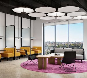 Hexagonal Acoustic Pendant Light with Superior Sound Absorption and Adjustable LED Color Temperatures