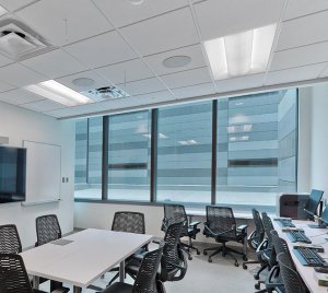 LED Troffer Light with Perforated Center Basket for Offices, Schools, and Healthcare Facilities