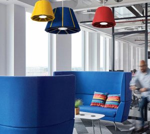 Acoustic LED Pendant Light with Fire-Rated PET Felt Housing, Glare-Free Solite Lens, , and Multi-Driver Options