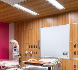 Recessed Hospital Patient Room Ceiling Light with Ambient, Reading, and Exam Functions