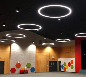 Large Diameter LED Ring Chandelier Light with RGB, RGBW, and Tunable White Technology