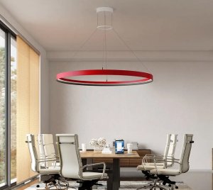 LED Ring Chandelier Light with Power-Over-Suspension Cable and Integrated Driver Canopy