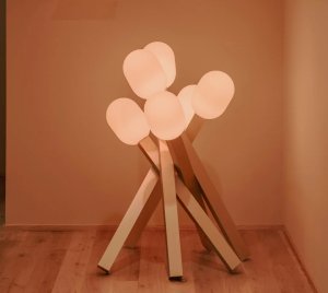 Fireplace-Inspired Floor Lamp with Golden to Sunset Orange Dimmable LED Lighting