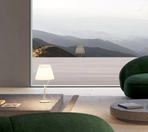 Modern Table Lamp with Floating Shade Design and Touch-Sensitive Dimmer for Contemporary Living Spaces