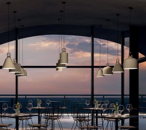 LED Pendant Light in Cylindrical and Conical Shapes with Configurable Canopy Layouts