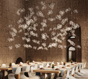 Blown Glass LED Pendant Light with Artistic Bubble-Inspired Design and Versatile Installation Options