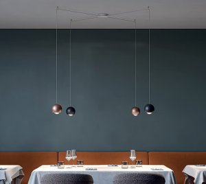 Round LED Pendant Light with Tiltable Convex Lens for Residential and Commercial Interiors