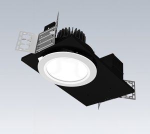 Hospital Patient Room LED Downlight with Tight Air Seal, Antimicrobial Trim, and Programmable Driver