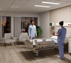 Recessed Linear LED Medical Light for Patient Rooms with Integrated Exam, Ambient, and Reading Modes