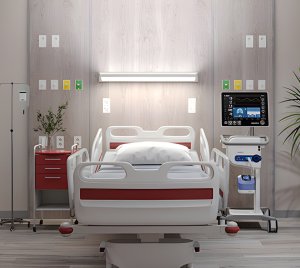 Patient Room Headwall Light for Hospitals and Healthcare Facilities with Dimmable Ambient and Exam Controls
