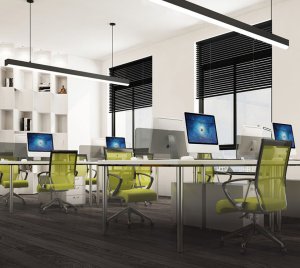 Bidirectional Suspended or Wall-Mounted LED Drop Lens Light for Libraries, Offices, and Retail Interiors