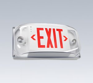 Exit and Emergency Wall Light with High-Impact Polycarbonate Construction for Wet and Damp Locations