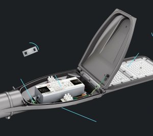 High Luminous Efficacy LED Street Light with Smart Control Compatibility Including DALI, 1–10V, NEMA, Zhaga, Zigbee, and LoRa Systems