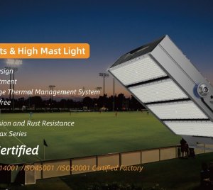 250W to 1800W High-Power LED Sports Field Light with Smart Control Integration Including DALI, DMX512, ZigBee, and LoRa