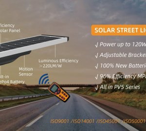 All-in-One Solar LED Street Light with Monocrystalline Panels, Deep-Cycle Lithium Battery, and High Luminous Efficacy