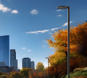 Contemporary Pole-Top LED Street Light for Urban Environments with Dynamic White and Smart Lighting Control Integration