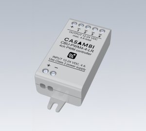 Bluetooth Controllable Casambi Four-Channel PWM Dimmer for Constant Voltage LED Strips and Modules with RGBW and Tunable White Control