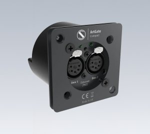 Dual-Port Art-Net/sACN to DMX Converter with PoE Power for Theater, Stage, Studio, and Indoor Lighting Applications
