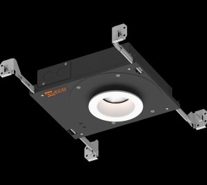 Shallow Plenum IC Rated Recessed LED Downlight with Round and Square Trims, Wall Wash, and Wet Location Reflector Options
