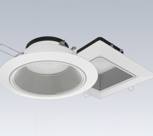 Square and Round Dim-to-Warm LED Downlight with Adjustable Lumen Output for Residential, Retail, and Hospitality Lighting