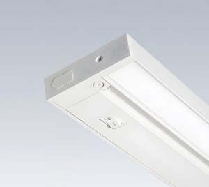 Linear LED Fixture for Undercabinet Installations with Integrated Driver and Modular Connection Design