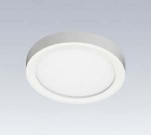 Low Profile Round Surface Mount LED Downlight with Field Installable Trim Inserts for Corridors, Hallways, and Pantries