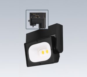 Wall Wash LED Track Lighting Head with Hyperbolic Reflector and Integral On/Off Switch