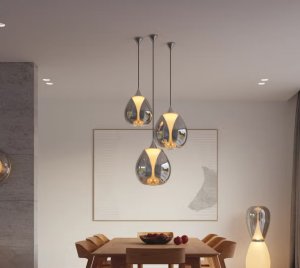 Living Room Pendant Light with Layered Metallic Finish and 2700K Warm LED Source