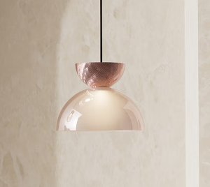 Hemisphere Pendant Lamp with Integrated Warm LED and Sandblasted Glass Sphere for Subtle Ambience