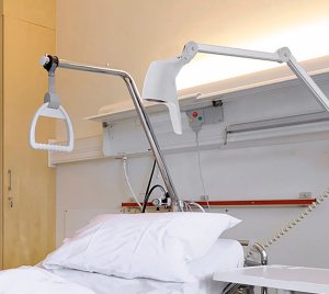 Patient Room Bedhead LED Examination Light with Integrated Dimming Control System and Antimicrobial Protective Finish