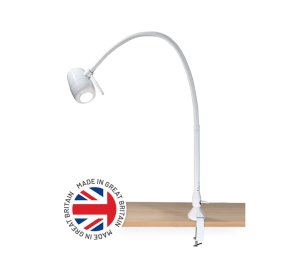 Desk-Clamp LED Examination Light for Infection-Controlled Medical Environments with Optional Battery Backup