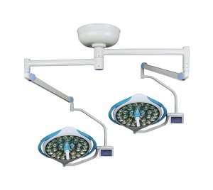 Dual-Head Ceiling-Mount LED Surgical Light with Exceptional Color Rendering and Multi-Axis Arm Mechanism