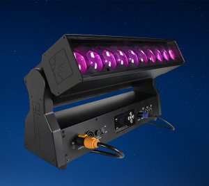 RGBW LED Zoom Bar with Motorized Tilt, DMX Pixel Mapping, and RJ45 Art-Net Input/Output Connections