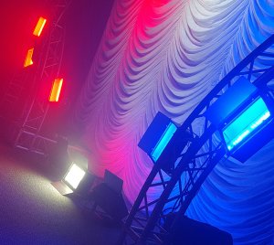 RGBW LED Cyc Light with Dual Zone DMX Control, Flicker-Free 1500Hz Driver, and Adjustable Strobe Speed