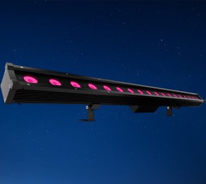 Linear LED Wall Wash Light with RGB+Warm White Output and 10-Channel DMX Control