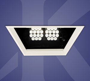 Motorized Medical Exam Downlight with 60 Degree Tilt and Fully Recessed Trapezoidal Housing