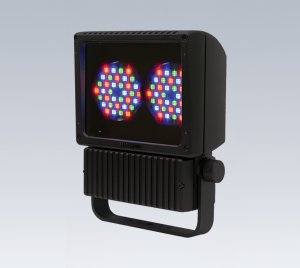 Outdoor RGB LED Floodlight with DMX512 Color Control, 0 to 100% Dimming, and Class 2 LED Driver
