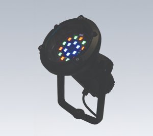 Multi-Color RGB LED Floodlight with Yoke, Pole, Knuckle, and Surface Mounting for Architectural Façade and Landscape Lighting