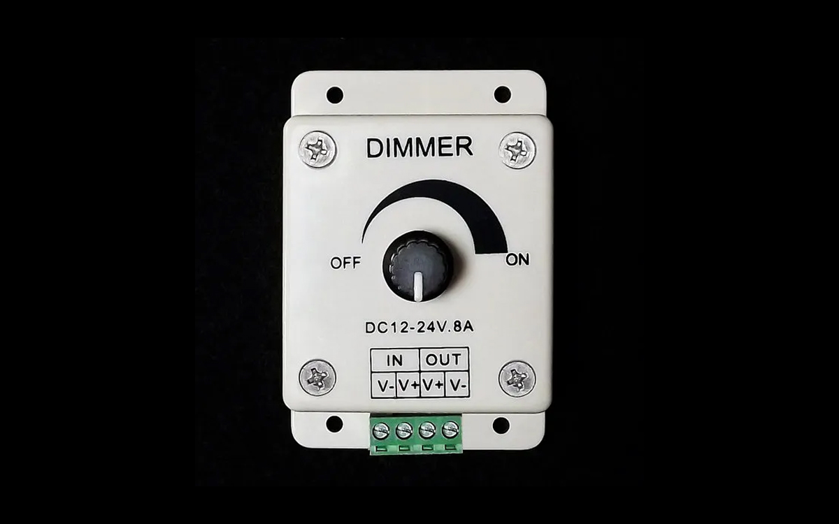 12/24V LED Dimmer Switch with Rotary Knob for Flicker-Free Camera-Safe Lighting Control