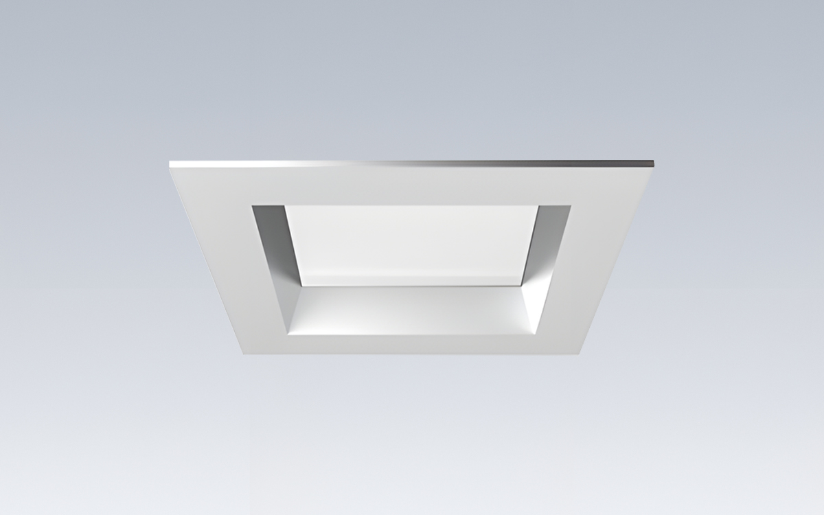 2-Inch Square Recessed LED Downlight for Shower and Steam Room Environments with High Ambient Temperature Capability