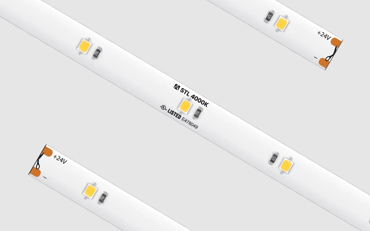 24V DC High CRI Static White LED Tape Light for Accent, Cove, and Under Cabinet Lighting