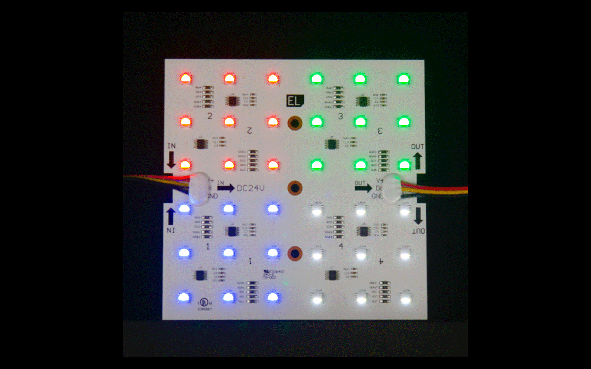 24V RGB LED Pixel Tiles for Pixel Mapping, Video Synchronization, and Interactive Visual Content