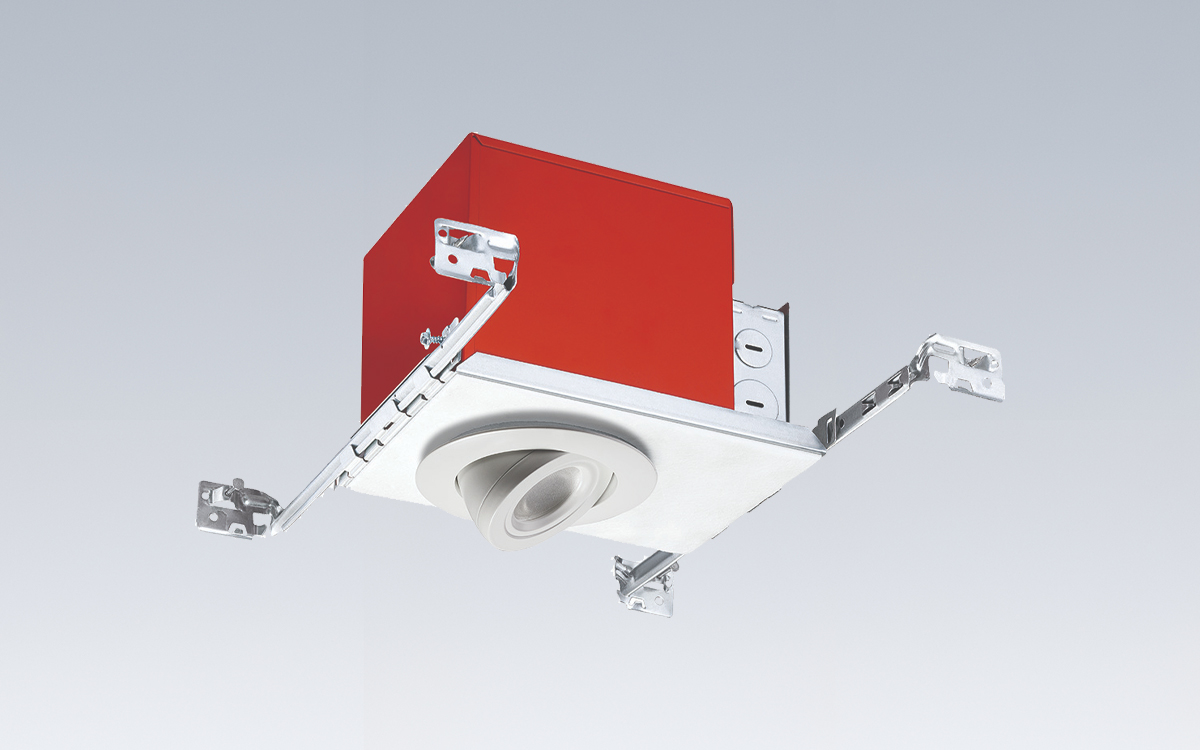 4-Inch Fire-Rated Downlight Housing with Shallow Profile and Air-Loc® Sealing for Retrofit Installations