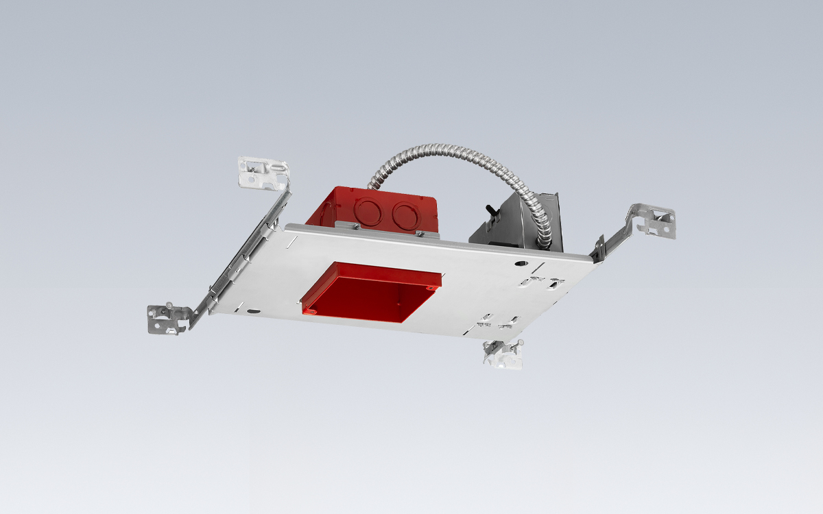 4-Inch IC-Rated LED Downlight Housing for Fire-Rated Ceilings with Adjustable Bar Hanger Mounting