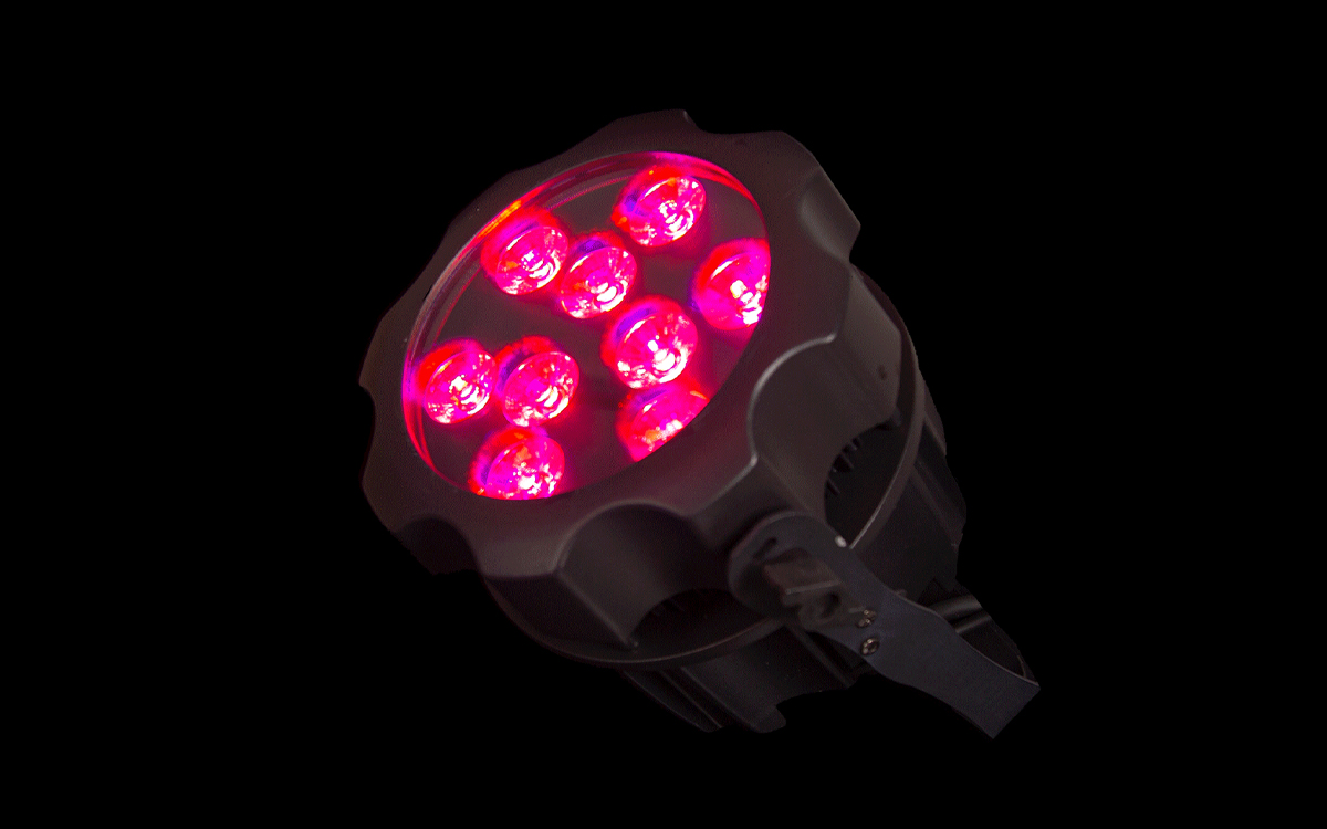 6-in-1 RGBWA+UV LED Wall Wash PAR Fixture with 9 LEDs for Stage and Architectural Lighting