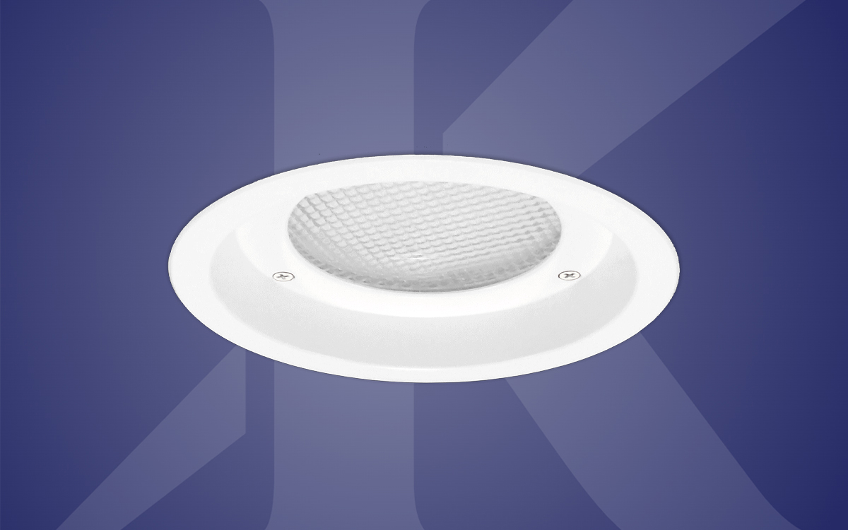 6" LED Downlight for High Temperature Sauna, Steam Room, and Natatorium Use with Flare Trim and Regressed Lens