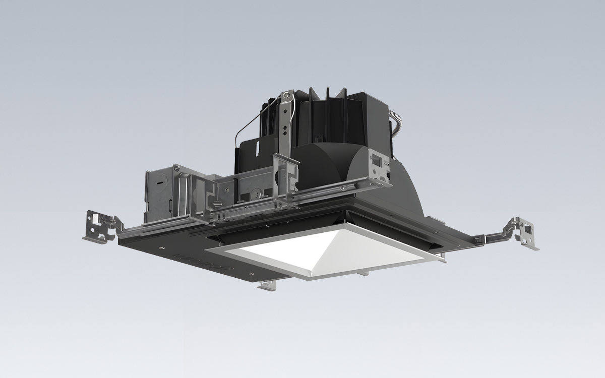 6" Square Deep Regressed LED Wall Wash Downlight with Flanged, Flangeless, and Millwork Ceiling Mount Configurations